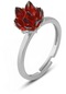 Zanaatsilver 925 Ayar Gümüş, Garnet Taşlı Rodyum Kaplama Lotus Çiçeği Yüzük