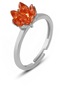 Zanaatsilver 925 Ayar Gümüş, Orange Taşlı Rodyum Kaplama Lotus Çiceği Yüzük