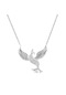 Beyaz Zirkon Taşlı Anka Kuşu Tasarım 925 Ayar Gümüş Kadın Kolye