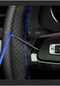 Deri Peugeot 301 Dikmeli Direksiyon Kılıfı Noktalı Dikişli Mavi İpli 38 10.5cm