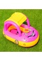 Güneşlik Ve Güneş Koruyucu Bebek Yüzme Simidi Araba Tekne Şekli Boynuzlu Şişme Yüzme Simidi Mor + Sarı