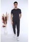 Erkek Füme Alt-Üst T-Shirt Takım, Rahat Kesim-3302 Koyu Gri