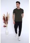 Erkek Haki Alt-Üst T-Shirt Takım, Rahat Kesim-3306 Haki