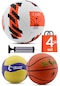 4'LÜ SET Basketbol Voleybol Sert Zemin Futbol Topu Top Şişirme Pompası Seti Kırmızı-018