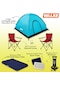 Walke Kırmızı Lüks Kamp Seti 4 Kişilik Çadır + Çift Kişilik Yatak + 2 Sandalye + Pompa + 2 Yastık