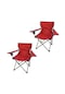 Bofigo Kamp Sandalyesi Katlanır Sandalye Piknik Plaj Balkon Sandalyesi 2'li Kırmızı