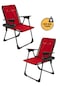 Kampseti 2 Adet Kırmızı Katlanır Kamp Sandalyesi - Bardaklıklı