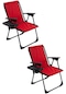 Natura 2 Adet Kamp Sandalyesi Dikdörtgen Bardaklıklı - Kırmızı