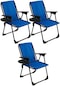 Natura 3 Adet Kamp Sandalyesi Bardaklıklı - Mavi
