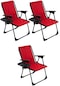 Natura 3 Adet Kamp Sandalyesi Dikdörtgen Bardaklıklı - Kırmızı