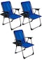 Natura 3 Adet Kamp Sandalyesi Dikdörtgen Bardaklıklı - Mavi