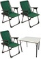 Natura 3 Adet Kamp Sandalyesi Oval Bardaklık Yeşil + MDF Masa