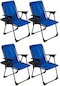 Natura 4 Adet Kamp Sandalyesi Dikdörtgen Bardaklıklı - Mavi