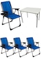 Natura 4 Adet Kamp Sandalyesi Oval Bardaklık Mavi + MDF Masa