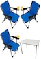Silva 3 Adet Kamp Sandalyesi Bardaklıklı Lüks Mavi + MDF Masa