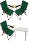 Silva 3 Adet Kamp Sandalyesi Bardaklıklı Lüks Yeşil + MDF Masa
