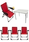 Silva 4 Adet Kamp Sandalyesi Bardaklıklı Lüks Kırmızı + MDF Masa