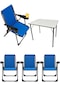 Silva 4 Adet Kamp Sandalyesi Bardaklıklı Lüks Mavi + MDF Masa