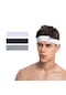 3lü Erkek Spor Saç Bandı Kafabandı Kombin Futbol İddialı Headband Siyah - Gri - Beyaz
