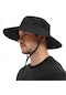 Tezzgelsin Unisex Geniş Kenarlı Fileli Katlanabilir Şapka Siyah
