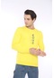 Escetic Erkek Spor Slimfit, Bisiklet Yaka Sarı Sweatshirt-4274