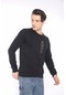 Escetic Erkek Spor Slimfit, Bisiklet Yaka Siyah Sweatshirt-4271