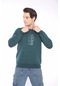 Escetic Erkek Spor Slimfit, Bisiklet Yaka Yeşil Sweatshirt-4273