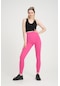 Gymhams Neon Pembe Kalçası Büzgülü Kalça Şekillendirici Push Up Yüksek Bel Spor Tayt