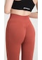 Gymhams Kiremit Kalçası Büzgülü Kalça Şekillendirici Push Up Yüksek Bel Toparlayıcı Spor Tayt