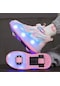 Led Işıklı Şarjlı Tekerlekli Çocuk Paten Ayakkabı-çift Tekerlek Mavi - Siyah