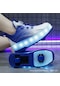 Led Işıklı Şarjlı Tekerlekli Çocuk Paten Ayakkabı-çift Tekerlek Mavi