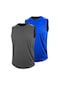 2'li Erkek Nem Emici Hızlı Kuruma Teknik Performans Sporcu Sıfır Kol T-shirt Drıfıt-sıfırkol2 Füme-mavi