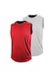 2'li Erkek Nem Emici Hızlı Kuruma Teknik Performans Sporcu Sıfır Kol T-shirt Drıfıt-sıfırkol2 Kırmızı-beyaz