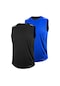 2'li Erkek Nem Emici Hızlı Kuruma Teknik Performans Sporcu Sıfır Kol T-shirt Drıfıt-sıfırkol2 Siyah-mavi
