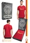 Galatasaray Lisanslı Kırmızı Erkek T-shirt Kişiye Özel Ahşap Kutulul 104 Kırmızı