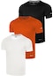Genius Store 3'lü Genius Store Erkek Nem Emici Hızlı Kuruma Atletik Teknik Performans Spor T-shirt Drıfıt-kısakol3 Beyaz-turuncu-siyah