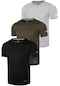 Genius Store 3'lü Genius Store Erkek Nem Emici Hızlı Kuruma Atletik Teknik Performans Spor T-shirt Drıfıt-kısakol3 Siyah-haki-gri