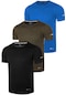 Genius Store 3'lü Genius Store Erkek Nem Emici Hızlı Kuruma Atletik Teknik Performans Spor T-shirt Drıfıt-kısakol3 Siyah-haki-saksmavi