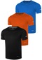 Genius Store 3'lü Genius Store Erkek Nem Emici Hızlı Kuruma Atletik Teknik Performans Spor T-shirt Drıfıt-kısakol3 Siyah-turuncu-saksmavi