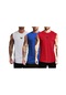 Genius Store Erkek Hızlı Kuruma Atletik Performans Sporcu Sıfır Kol T-shirt Mg-atlet3 Kırmızı-mavi-beyaz