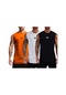 Genius Store Erkek Hızlı Kuruma Atletik Performans Sporcu Sıfır Kol T-shirt Mg-atlet3 Siyah - Beyaz - Turuncu