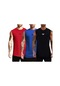 Genius Store Erkek Hızlı Kuruma Atletik Performans Sporcu Sıfır Kol T-shirt Mg-atlet3 Siyah-saksmavi-kırmızı
