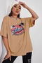 Camel Oversize Aloha Baskılı Kadın T-Shirt