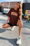 Kadın Bordo Oversize Michigan Baskılı T-Shirt