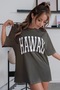 Kadın Haki Hawaii Baskılı Oversize T-Shirt