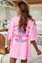 Kadın Pembe Oversize California Baskılı T-Shirt