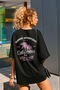Kadın Siyah Oversize California Baskılı T-Shirt