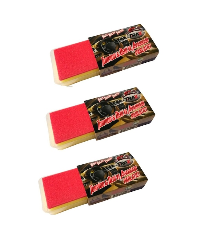 Oto Motto Yağlı Sünger Deri Torpido Ayakkabı Tampon Parlatıcı Pratik Sünger Küçük Boy 3 Adet Motto-trax-32x3