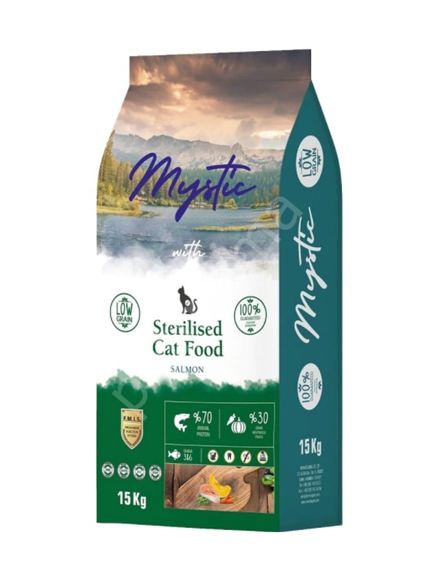 Mystic Sterilised Somonlu Az Tahıllı Kısırlaştırılmış Yetişkin Kedi Maması 15 KG