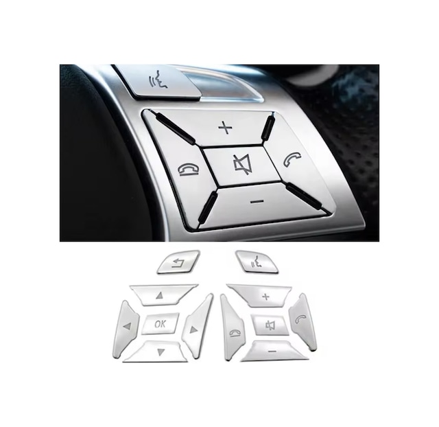 Mercedes C Serisi W204 Direksiyon Tuş Kaplaması Gümüş 2011-2013